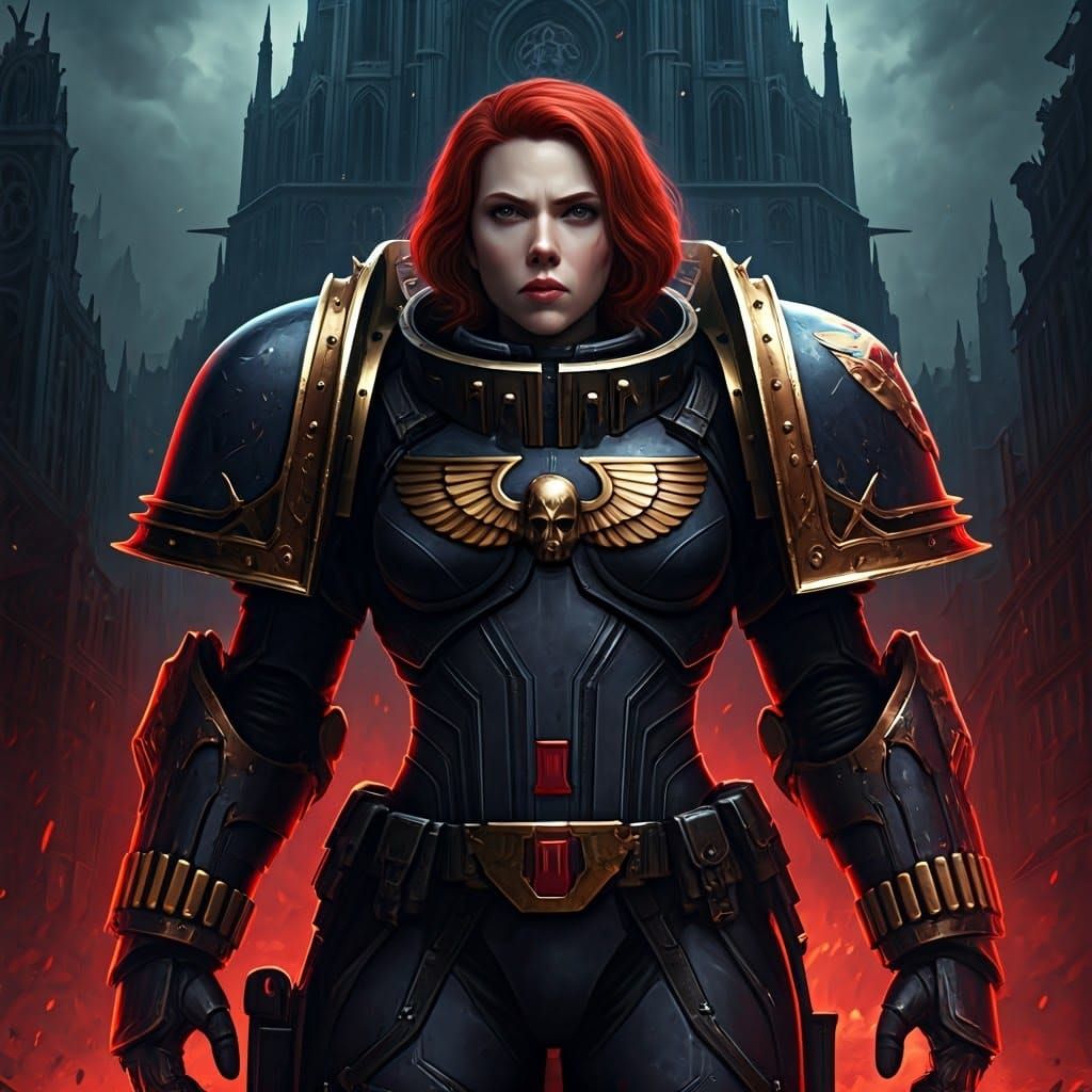 Heroic Woman in Warhammer 40k Power Armor