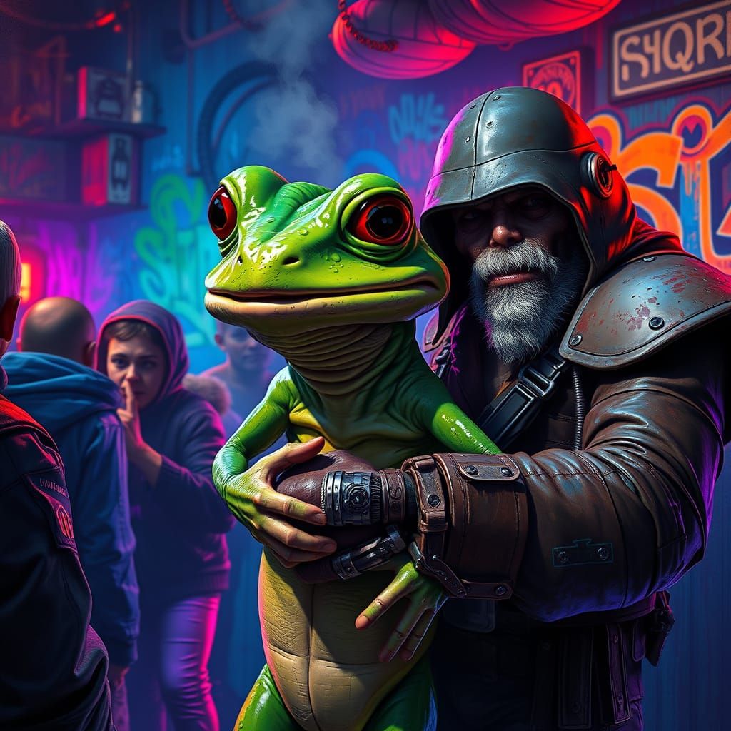 Gritty Alien Bounty in a Neon-Lit Space Bar