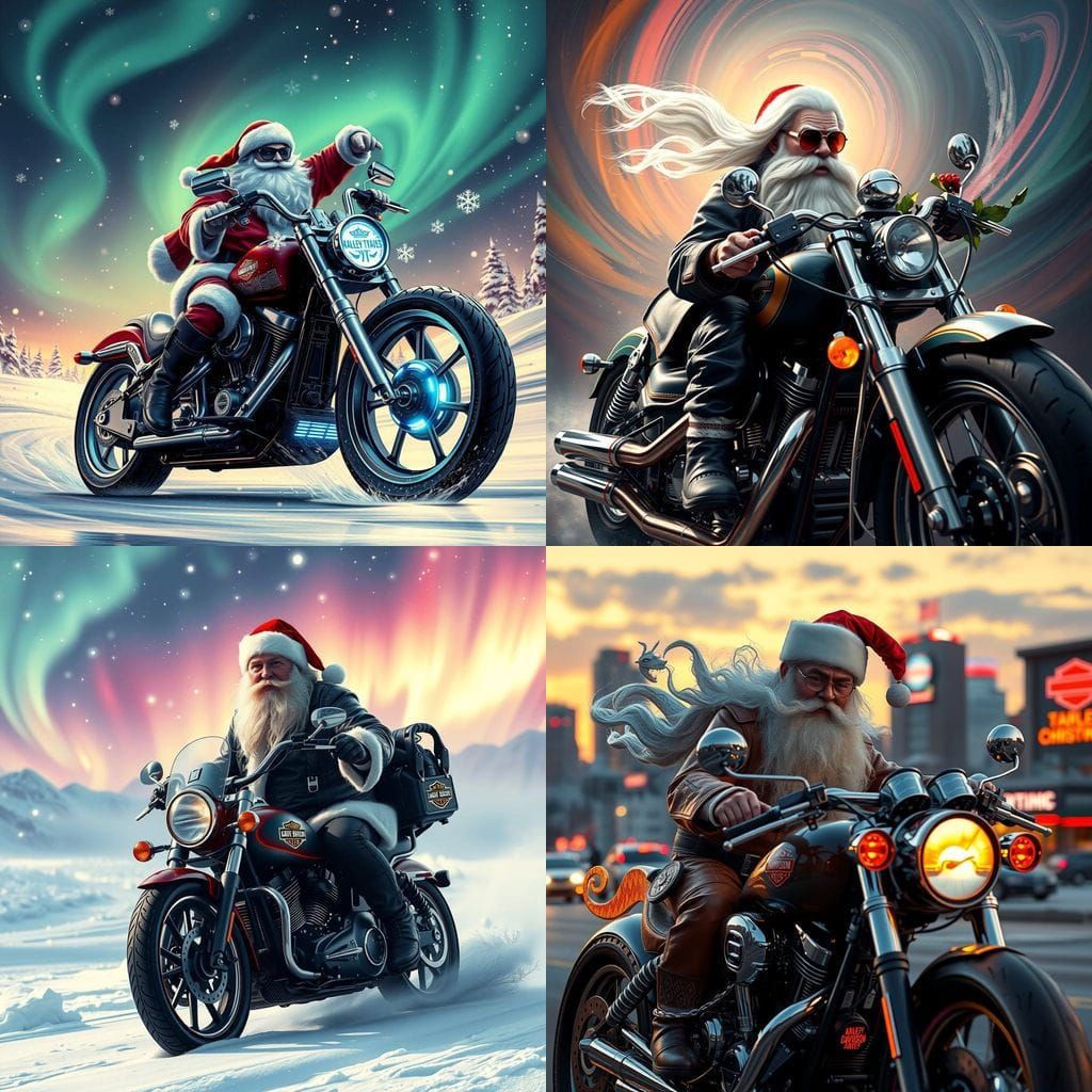 Santa Claus as Biker in Detailed Fantasy Art