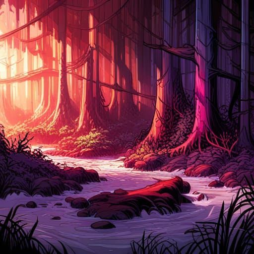 High Gothic Fairycore Forest in Spring Sunlight