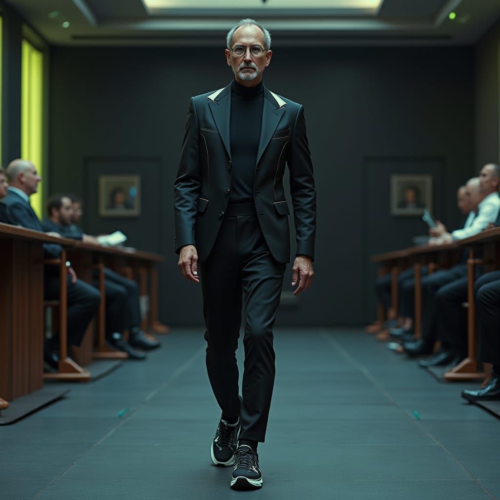 Modern Attorney in Futuristic High-Tech Courtroom