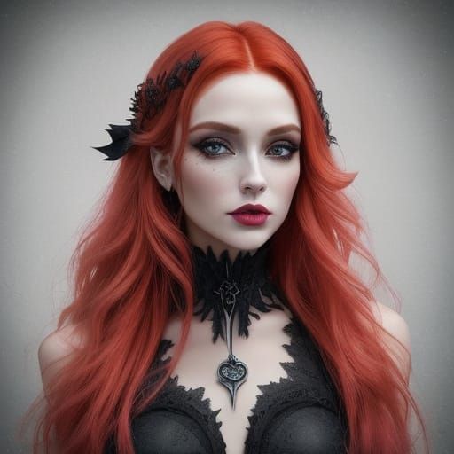 Beautiful Red-Haired Woman with Neon Glow