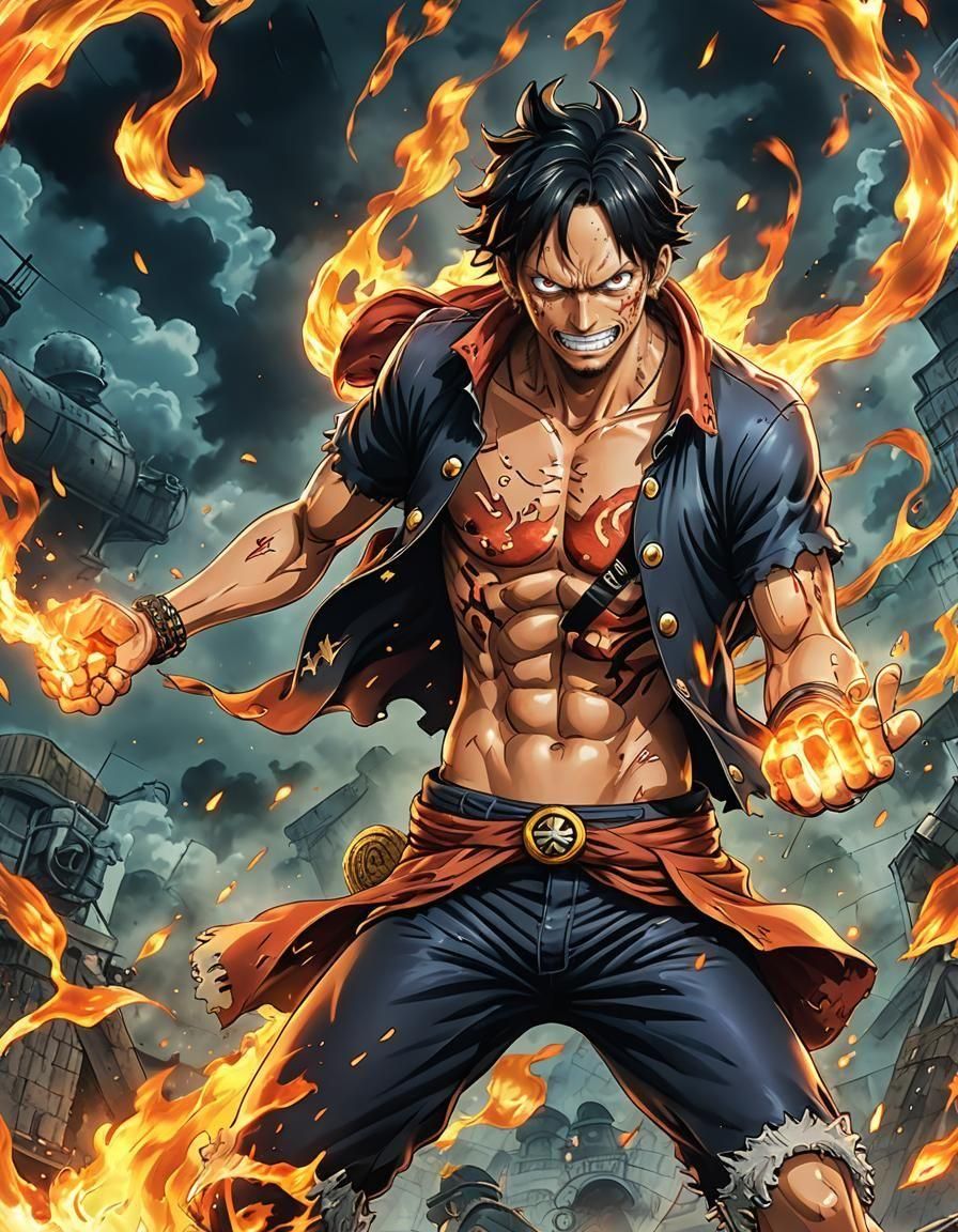 Ace's Flame Power: Manga-Style Anime Art