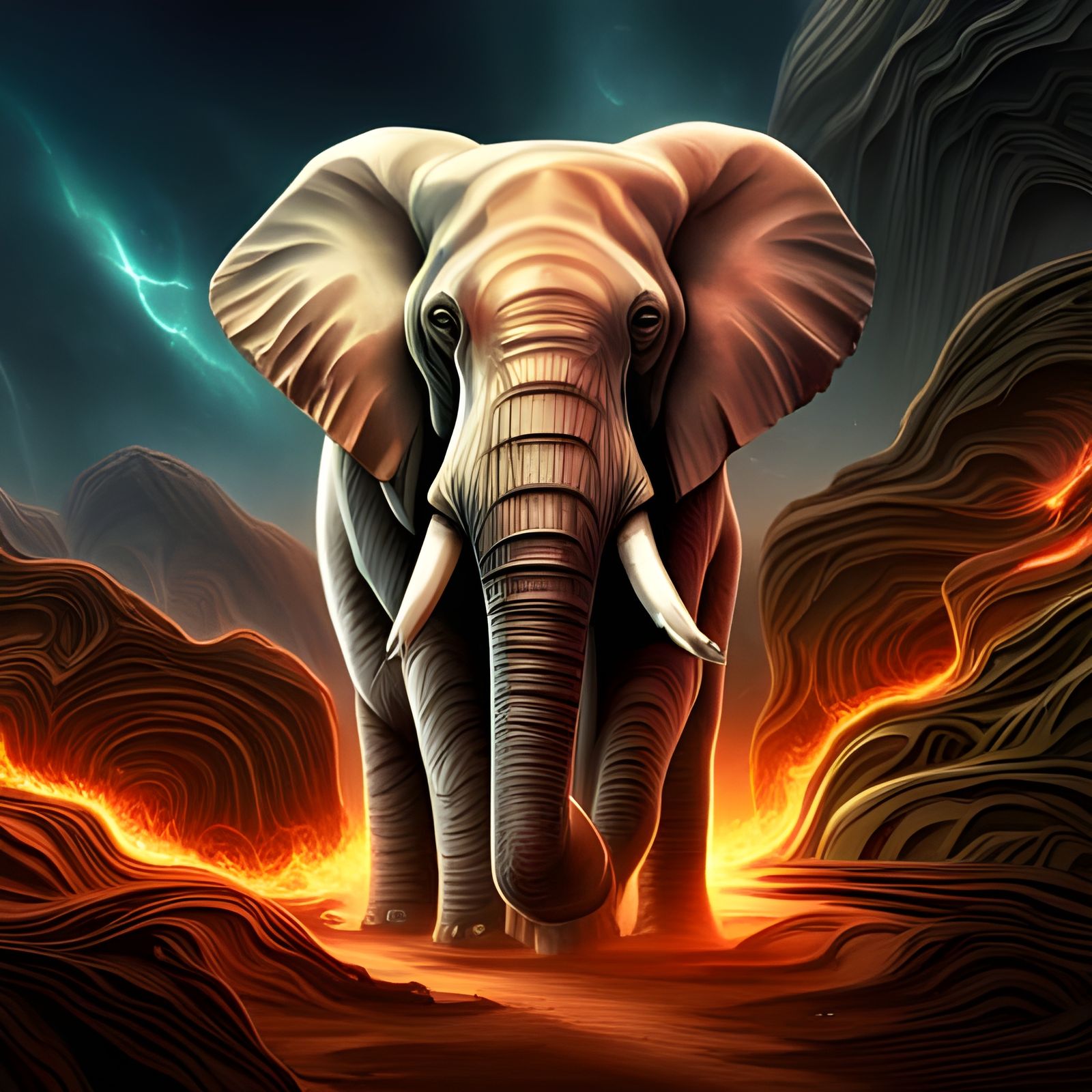 Cosmic Energy Elephant: Hyperrealistic Digital Matte Paintin...