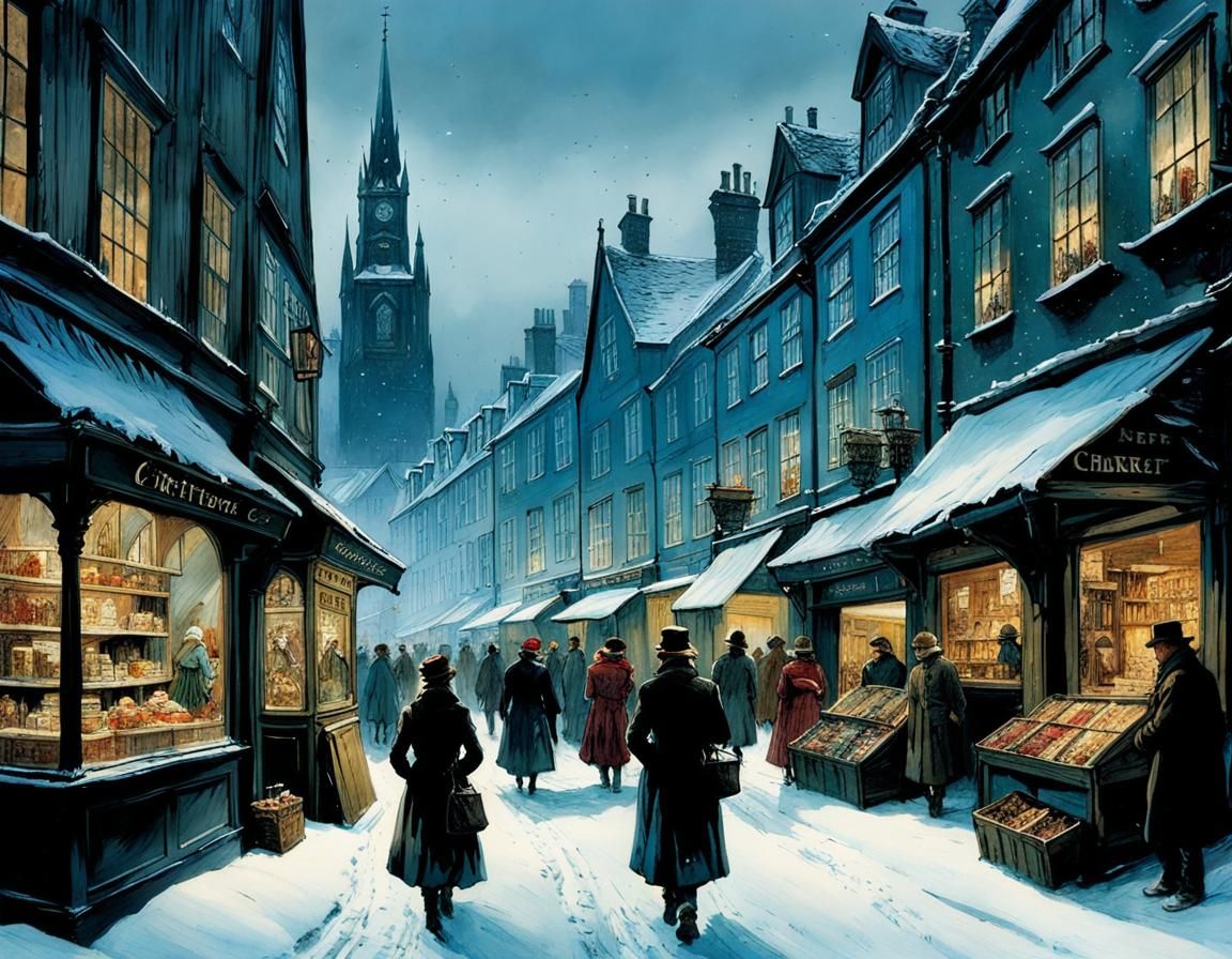 Idyllic Winter Market Scene in Deep Color and High Detail