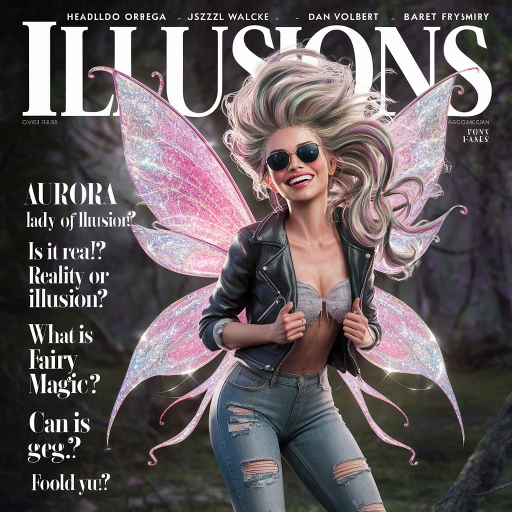 Illusions Magazine Cover: Neon Fairy in Urban Fantasy Style