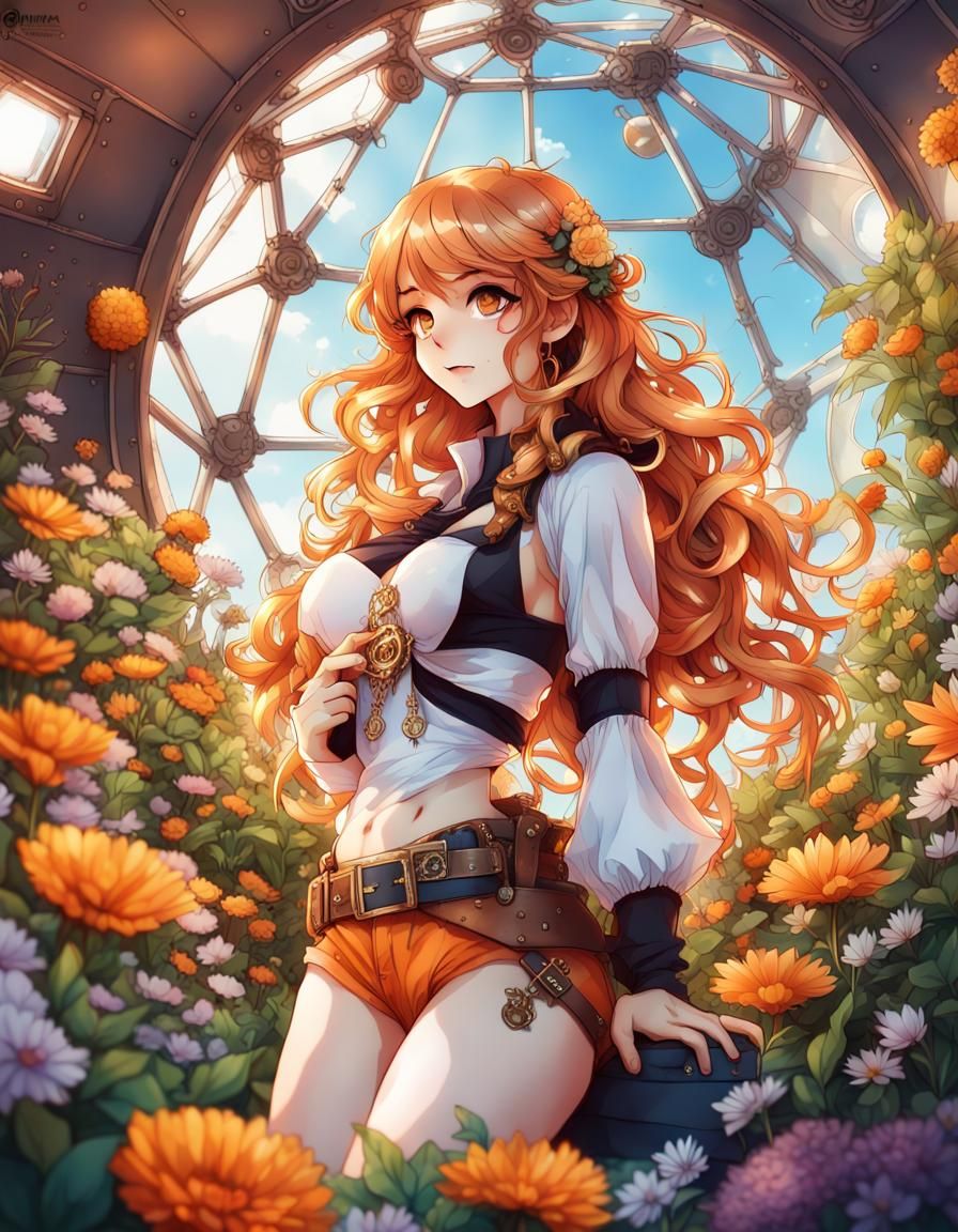 Pirate Girl in Moon Dome: Graffiti Ink Art