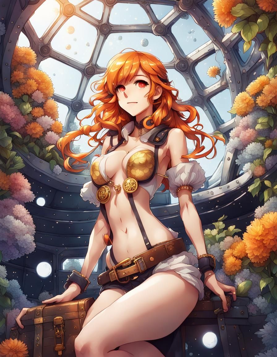 Pirate Girl in Moon Biodome, Graffiti Manga Style