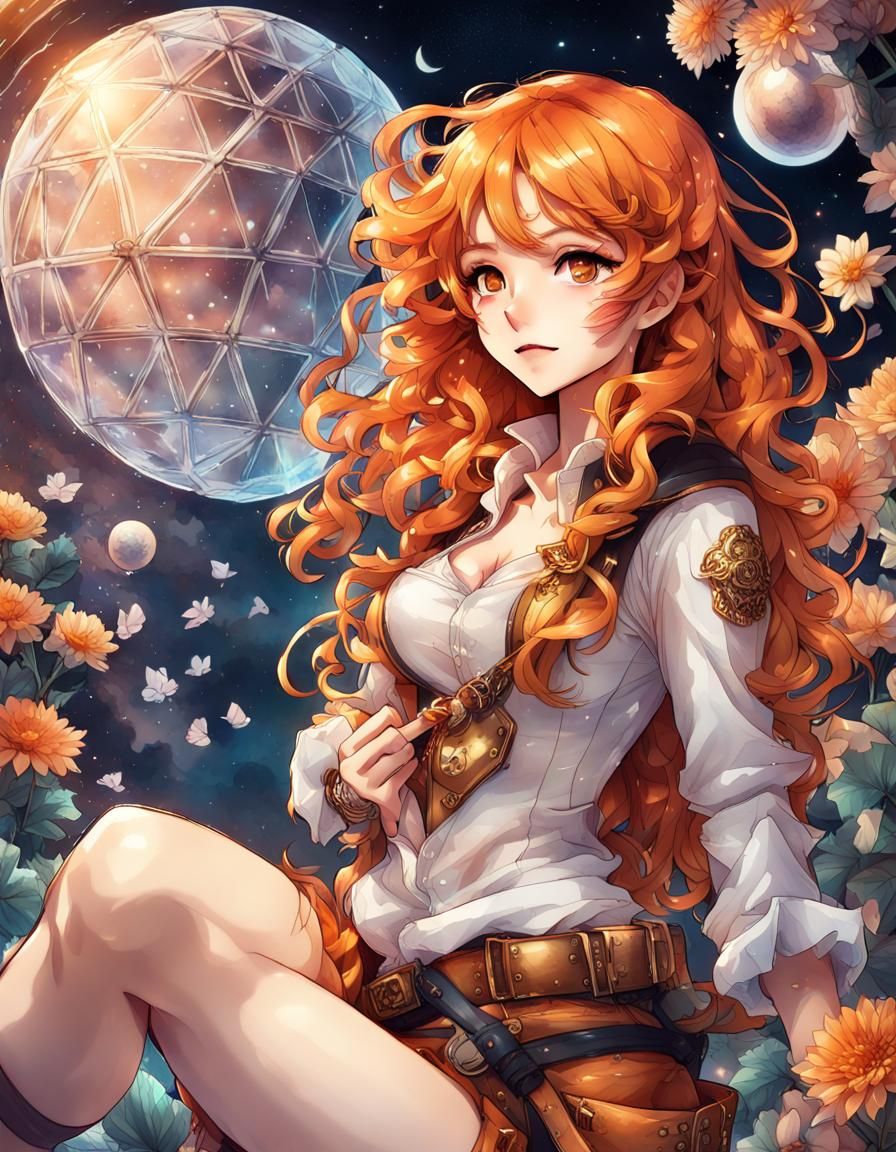 Pirate Girl in Moon Garden: Graffiti Anime Art