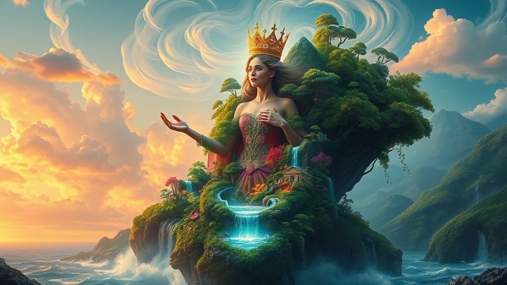 Ethereal Princess Unites Contrasting Worlds in Vibrant Surre...