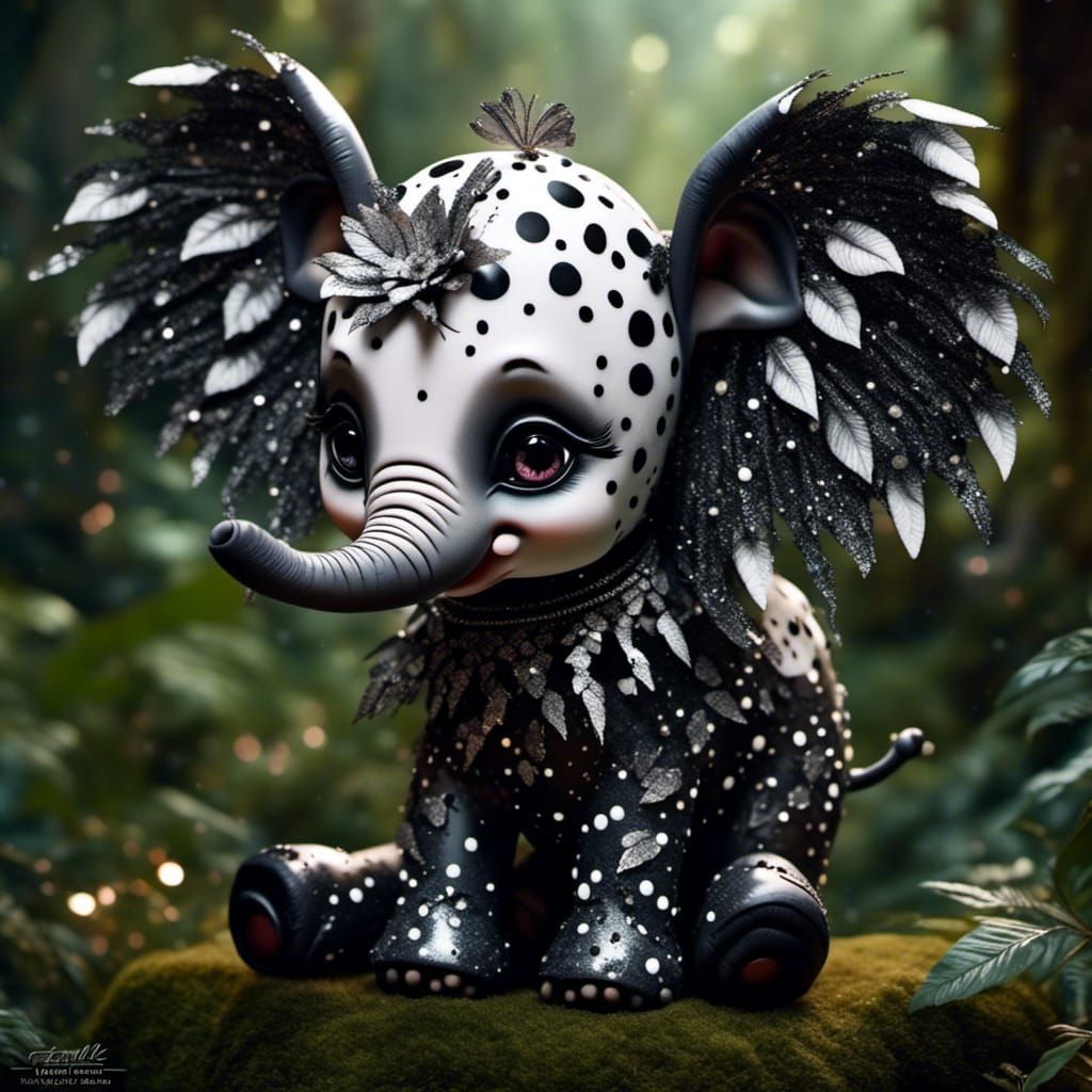 Adorable Winged Polka Dot Elephant in Lush Jungle