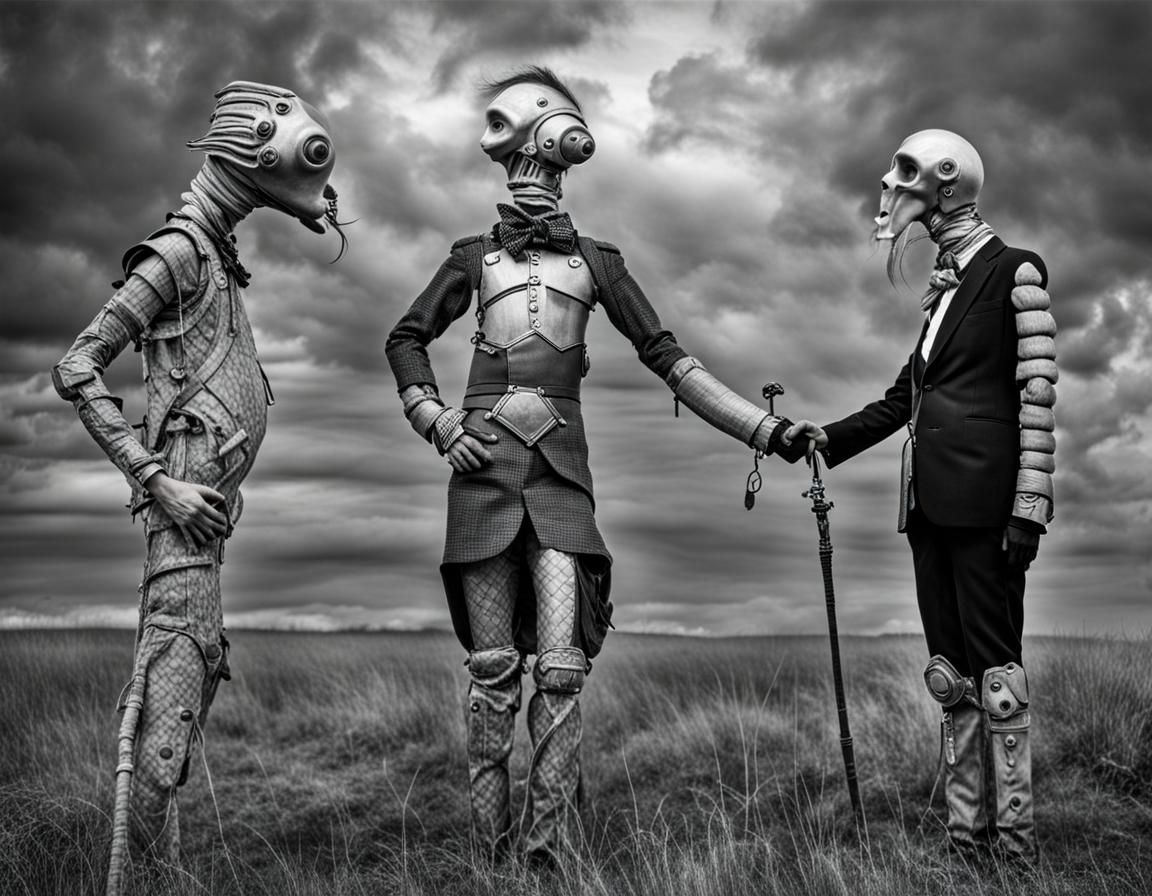 Surreal Alien Restaurant Celebration in Gritty Photorealisti...