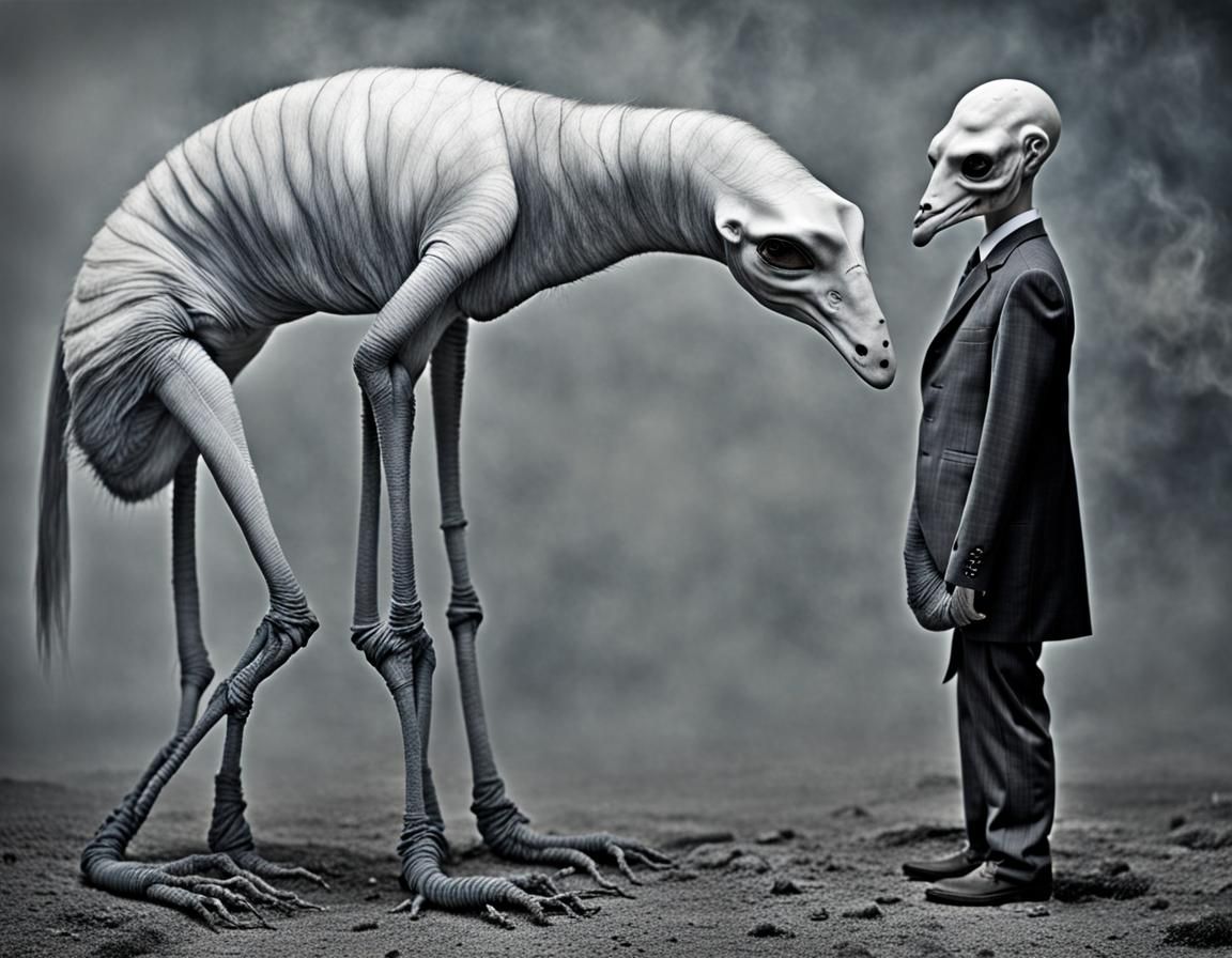 Surreal Restaurant Scene with Beautiful Aliens: Photographic...