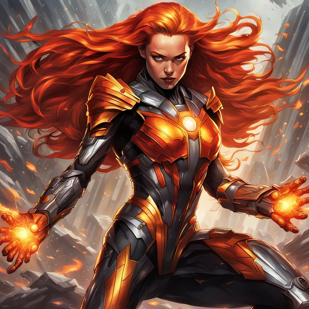 Dark Phoenix in Ultron Armor: Dark Fantasy Art