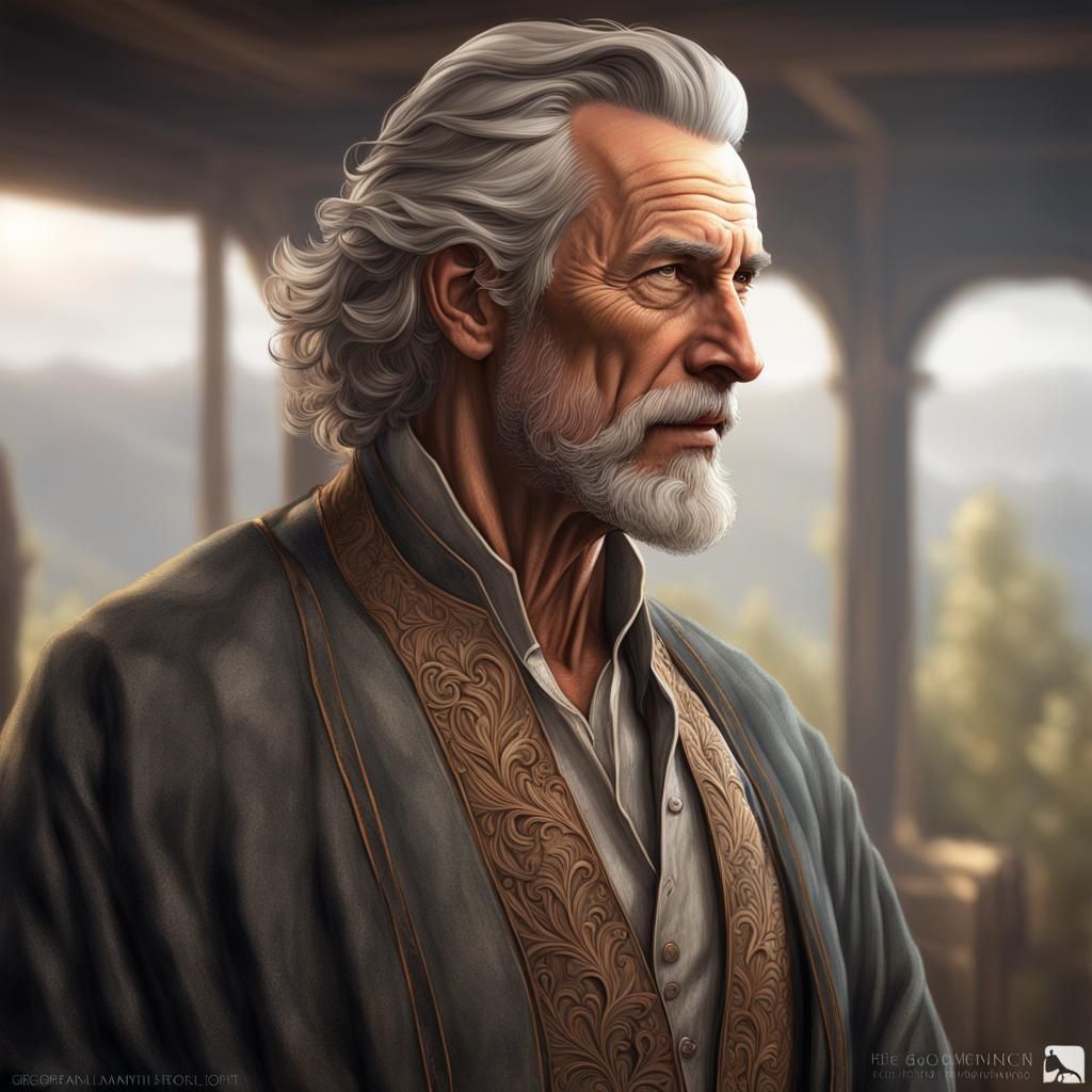 Grey ginger hair handsome older man grandfather  :: fit buff...