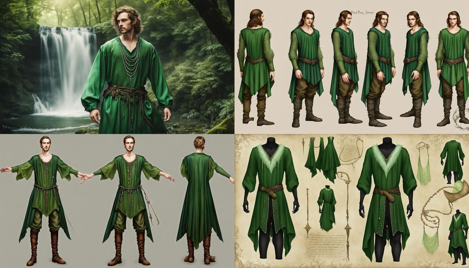 Medieval Faerie with Pearls by Waterfall