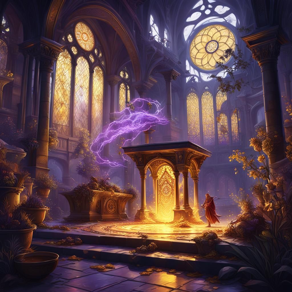 Detailed Dark Fantasy Art Nouveau Illustration