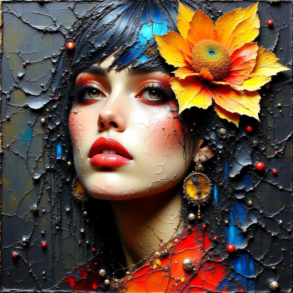 Sultry Celebrity Portrayal in Impasto Oil Painting