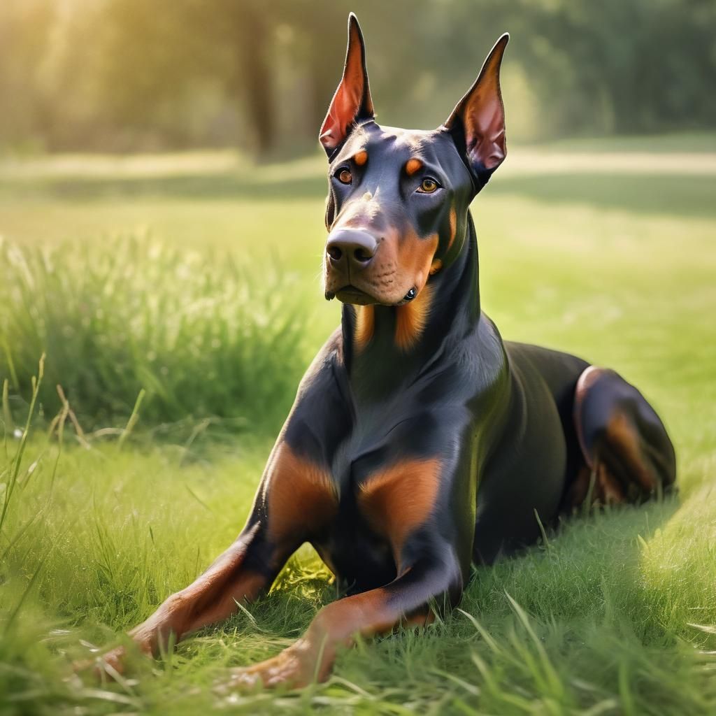 Doberman Portrait in Watercolor Style