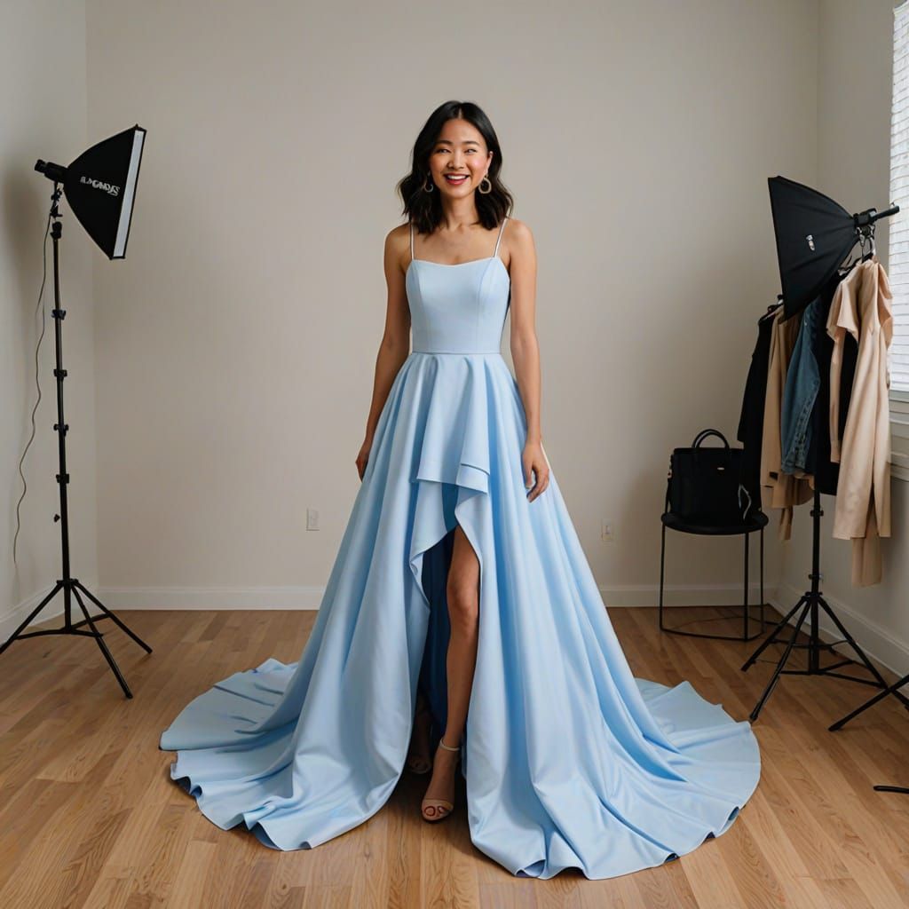 Big reveal dress try on photoshoot