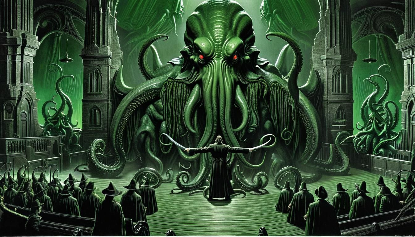 Lovecraftian Horror in Mixed Media Style