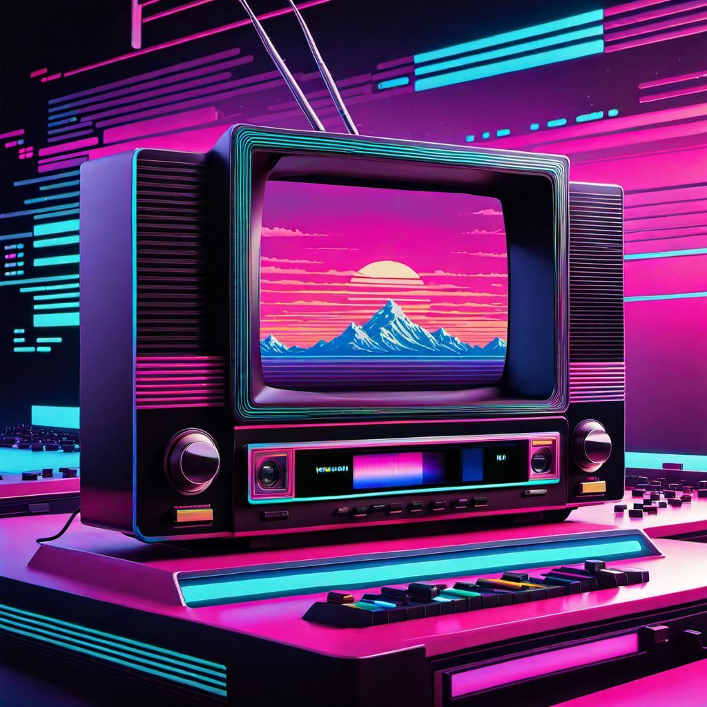 the nostalgic Vaporware aesthetic and style, with detailed b...