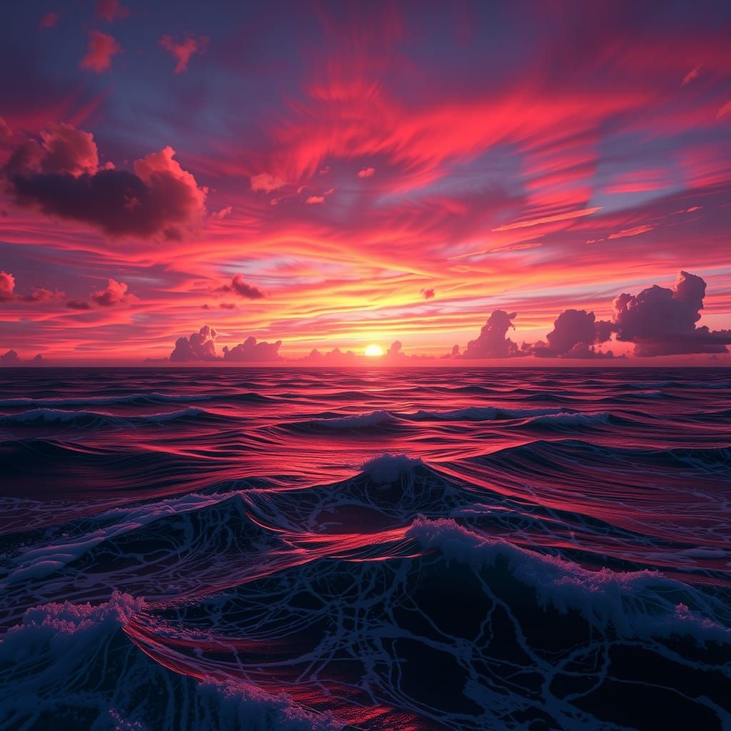 Spectacular Sunrise Panorama in 3D Art Style