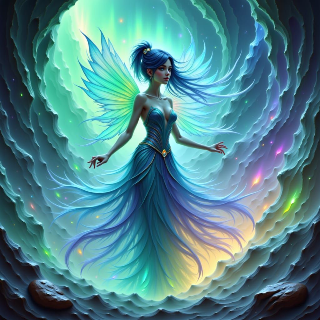 Aurora Elemental Dance in Dreamy Digital Art Style
