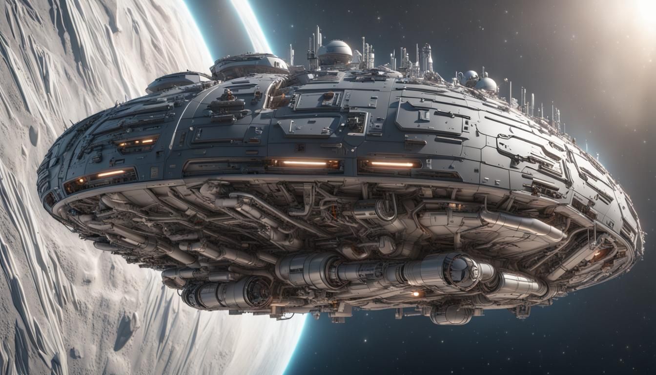 Futuristic Spaceship with Organic Design in Space