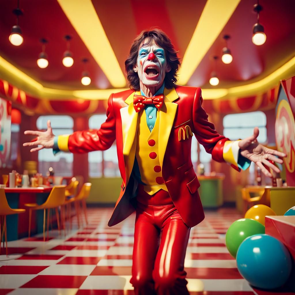 Mick Jagger as a Clown: Digital Art on ArtStation
