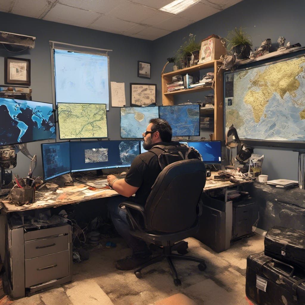 Geographer in Modern Office, Hyperdetailed Digital Art