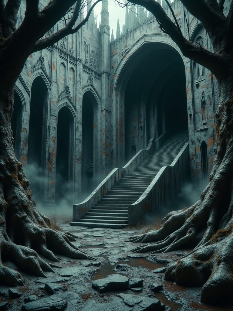 Mysterious Dark Realm with a Portal to the Unknown