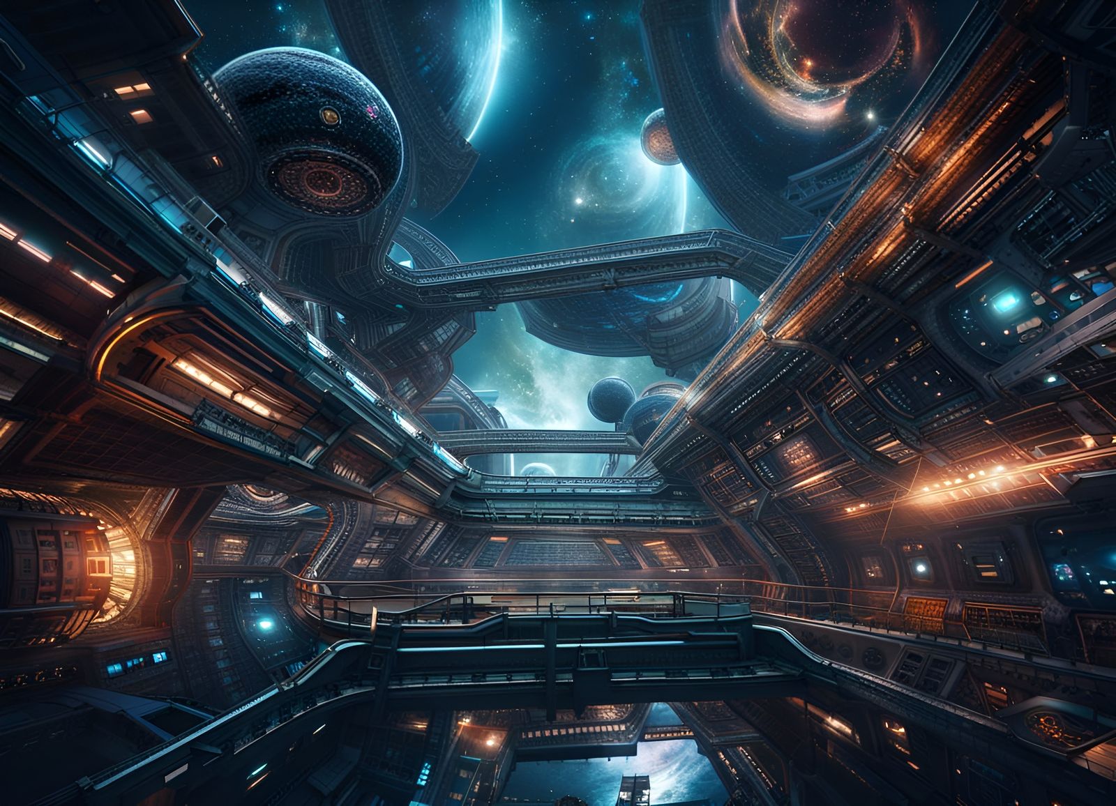 ideelic future utopia in deep space intricate details, HDR, beautifully shot, hyperrealistic, sharp focus, 64 megapixels...