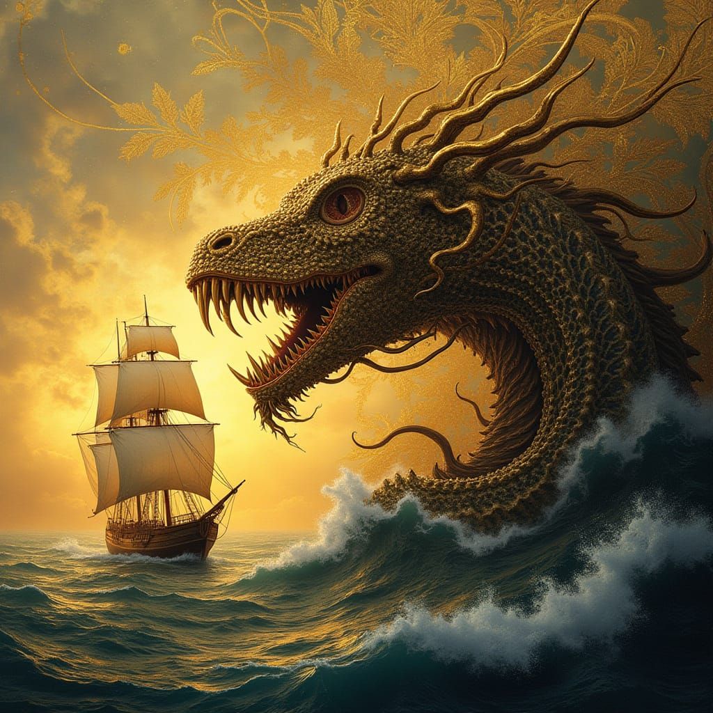 Golden Kraken Rises from the Depths in Cinematic Science Fic...