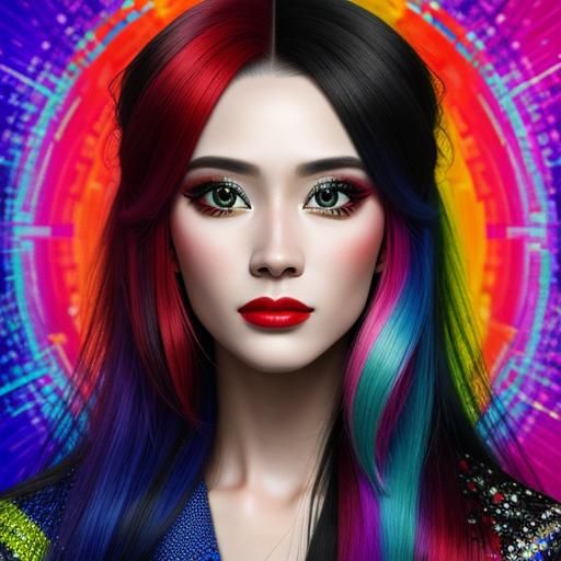 Hyperrealistic Portrait of a Woman in Colorful Cinematic Sty...