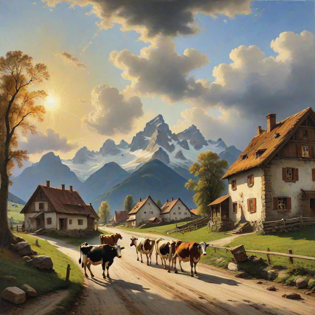 Idyllic Bavarian Village of the 19th Century