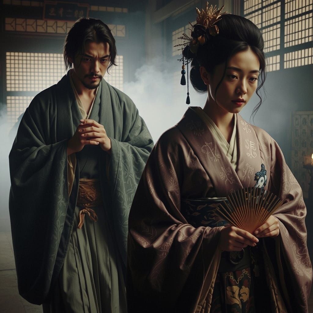 Ethereal Yokai Follows Noblewoman: Pre-Raphaelite Japan