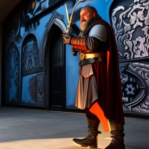 Dwarven Mandalorian in Baroque Graffiti Style