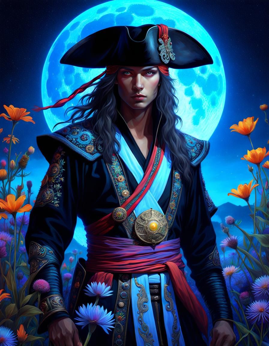 Moonlit Psychedelic Ninja Pirate God Portrait