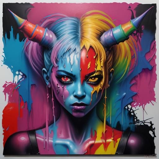 Graffiti Art of a Female Demon