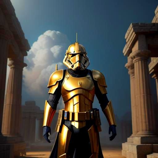 Golden Stormtrooper Matte Painting in Unreal Engine 5