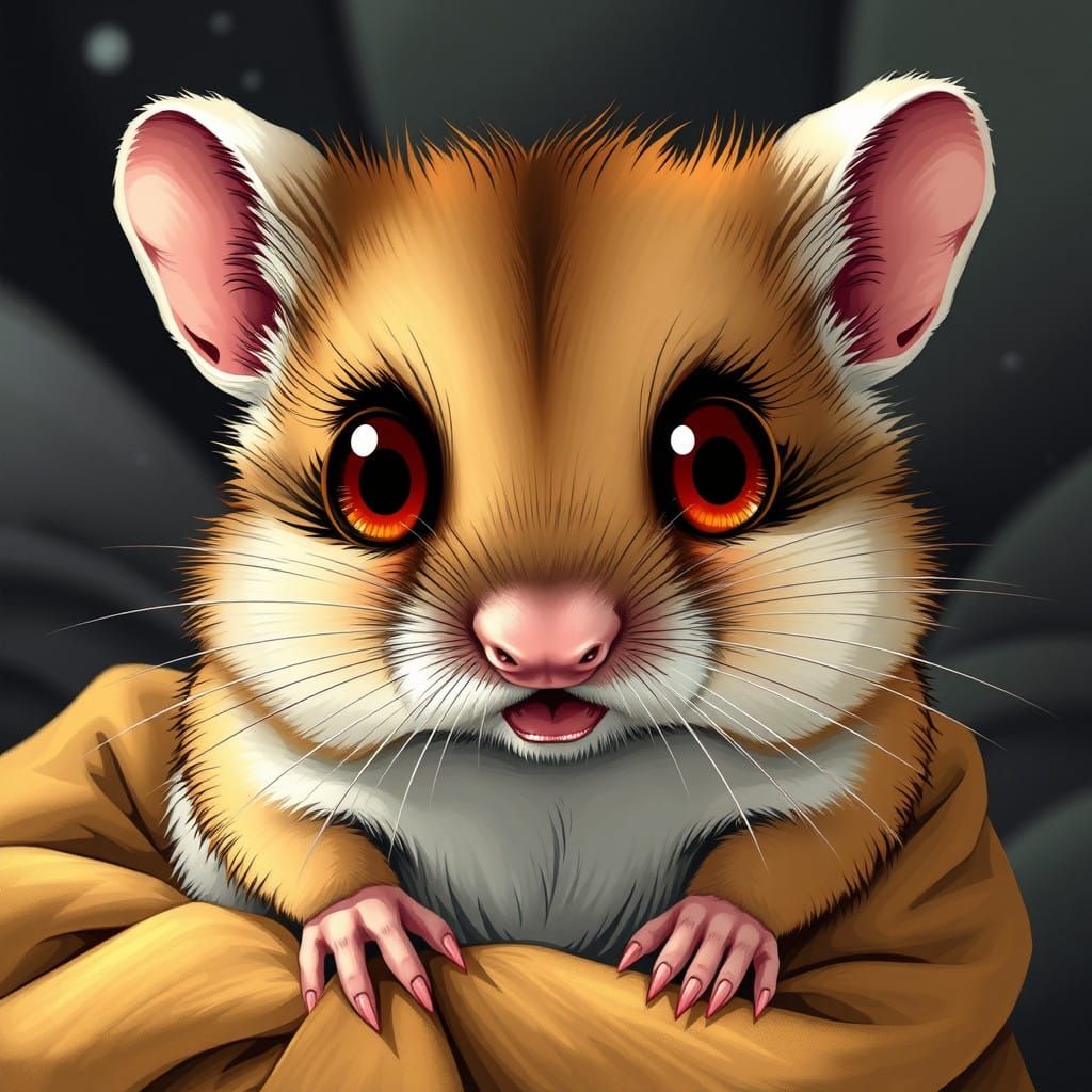 Vibrant Comic Book Hamster with Oversized Eyes