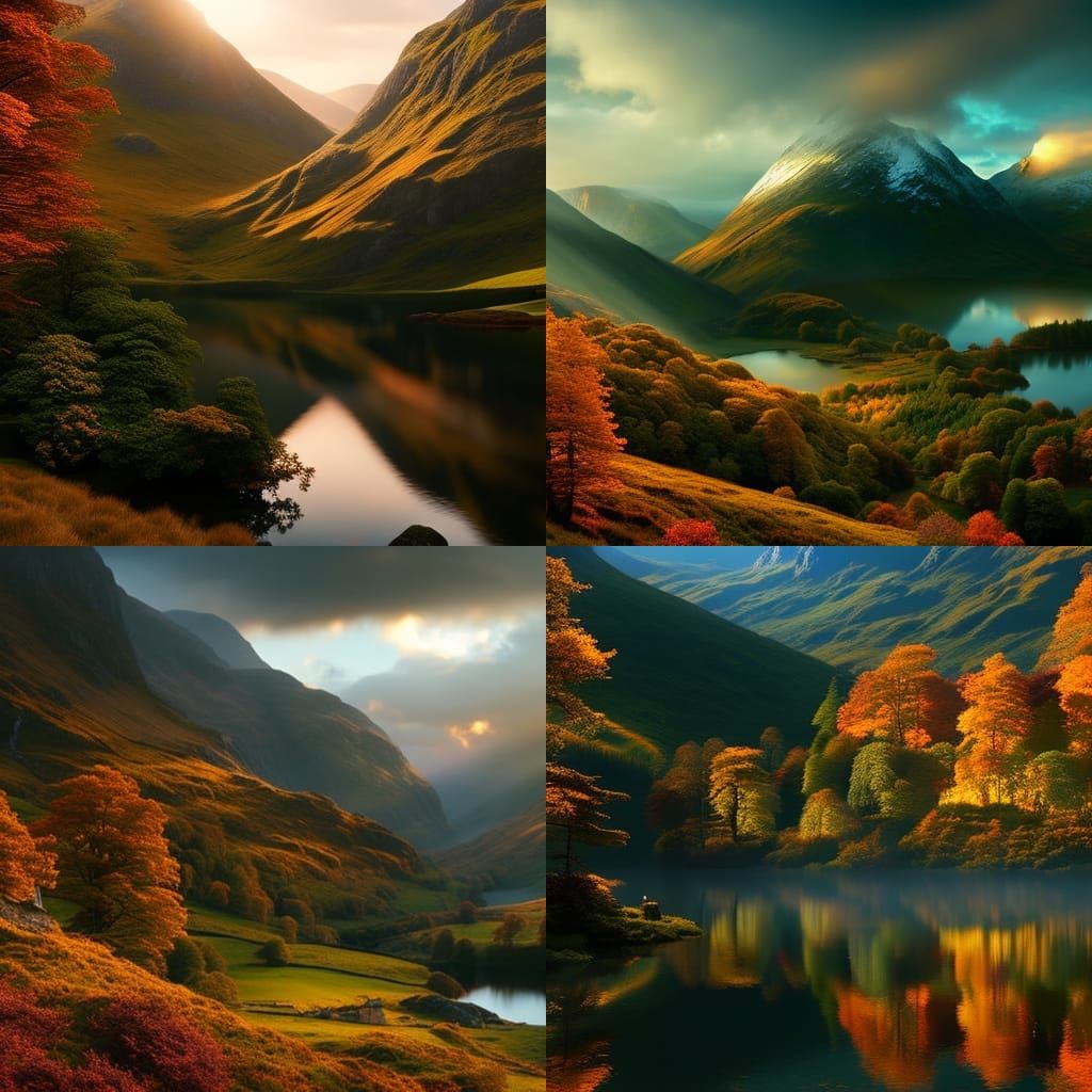 Idyllic Cottage in Autumn Woods, Painterly Style