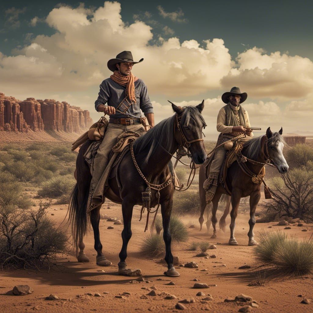 Cowboys in Texas Desert: Matte Painting