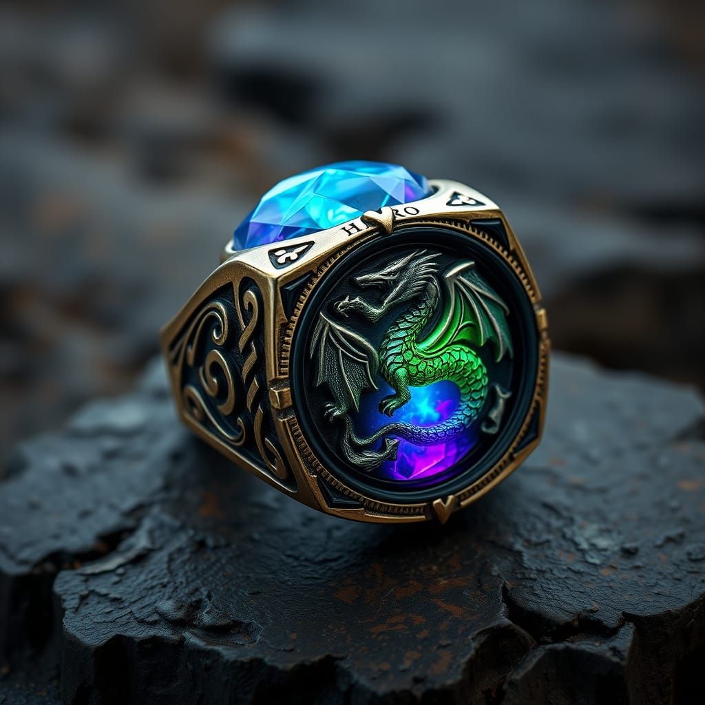 Aetherial Signet Ring with Dragon Motifs