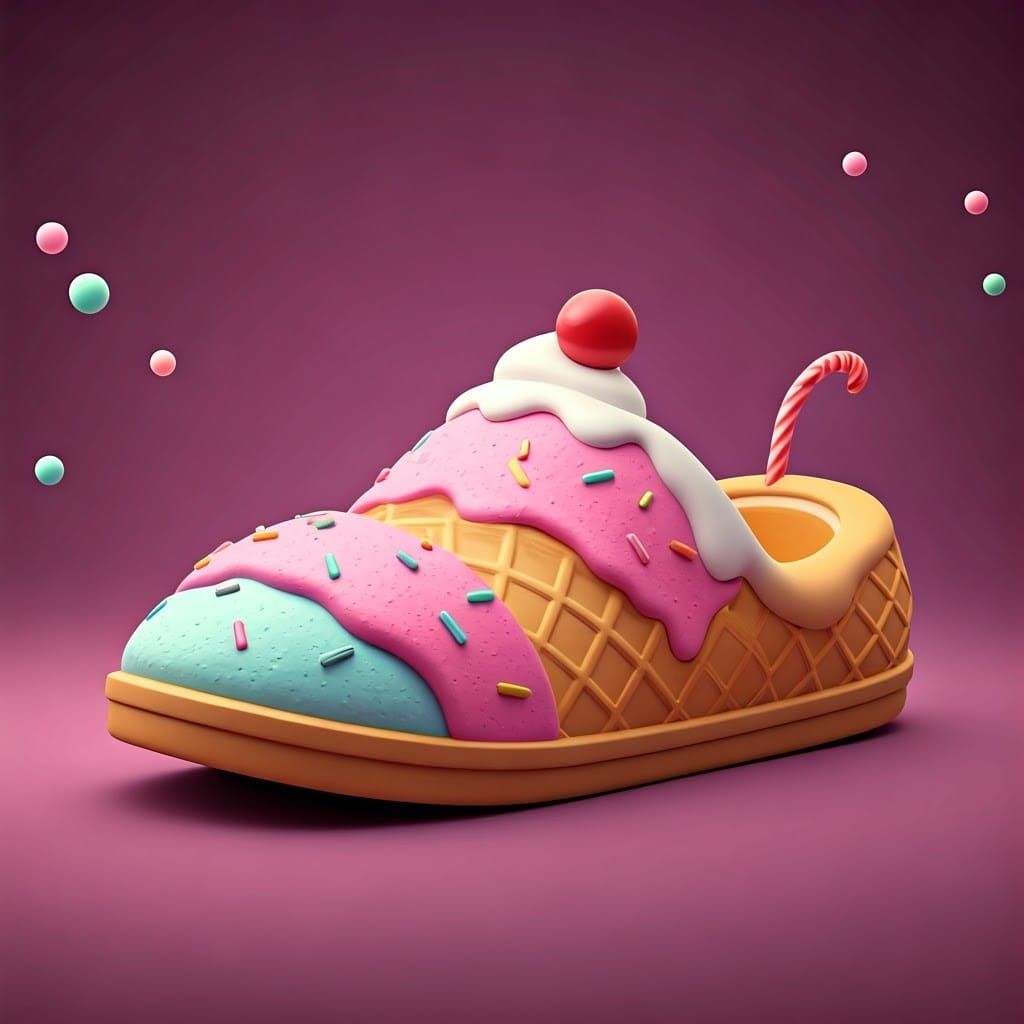 Whimsical Candyland Slippers in Hyperrealistic 3D