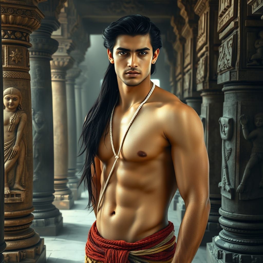 Handsome Prince in Ancient Indian Temple
