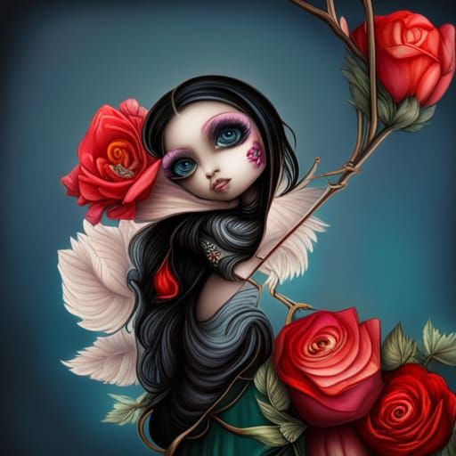 Intricate Rose-Jasmine Hybrid Creature