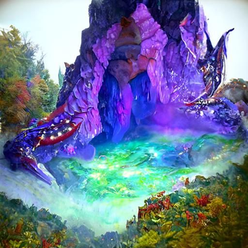 Wyvern in Treasure Cave: Ethereal Fantasy Art