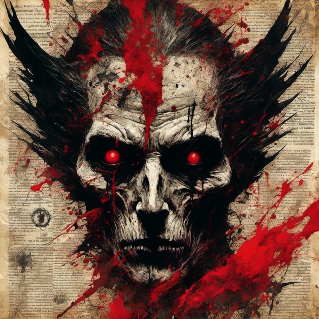 Gothic Vampire Portrait in Dark Collage Art